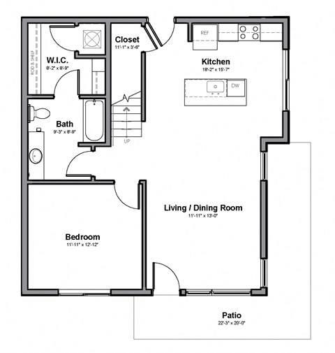 Floor plan for 2 beds, 2 baths, 1746 sqft